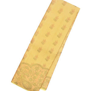 Gold Handloom Kanchipuram Silk Saree With Floral Motifs