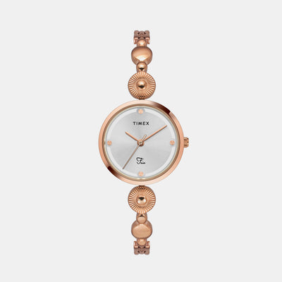 Fria Women Quartz Silver Dial Analog Brass Watch TWEL18202