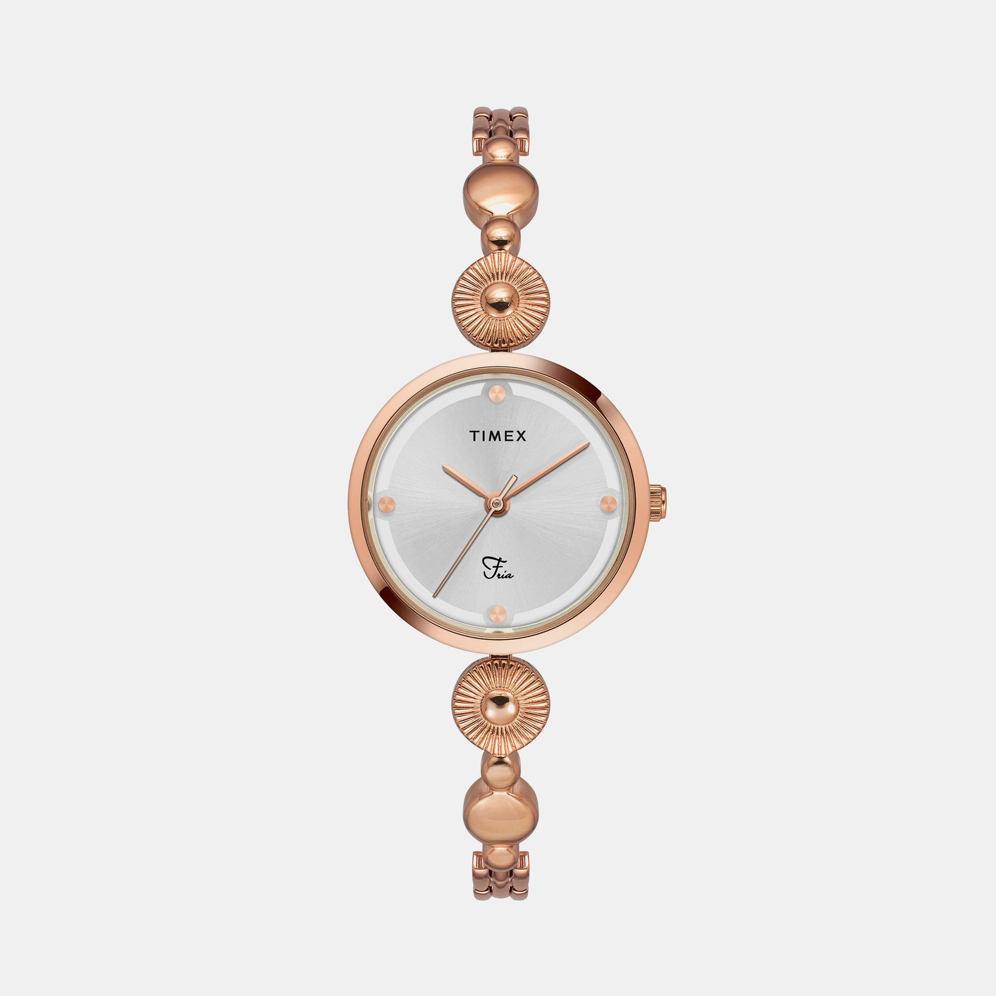 Fria Women Quartz Silver Dial Analog Brass Watch TWEL18202