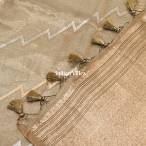 Golden Dual Tone Zari Woven Banarasi Tissue Saree