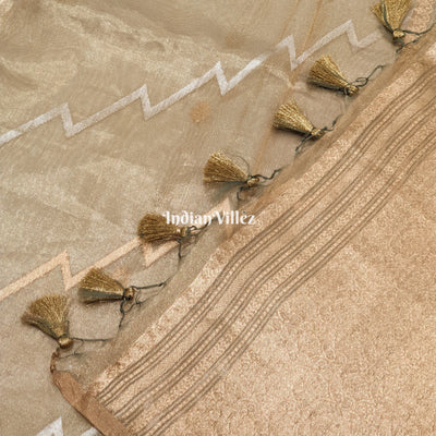 Golden Dual Tone Zari Woven Banarasi Tissue Saree