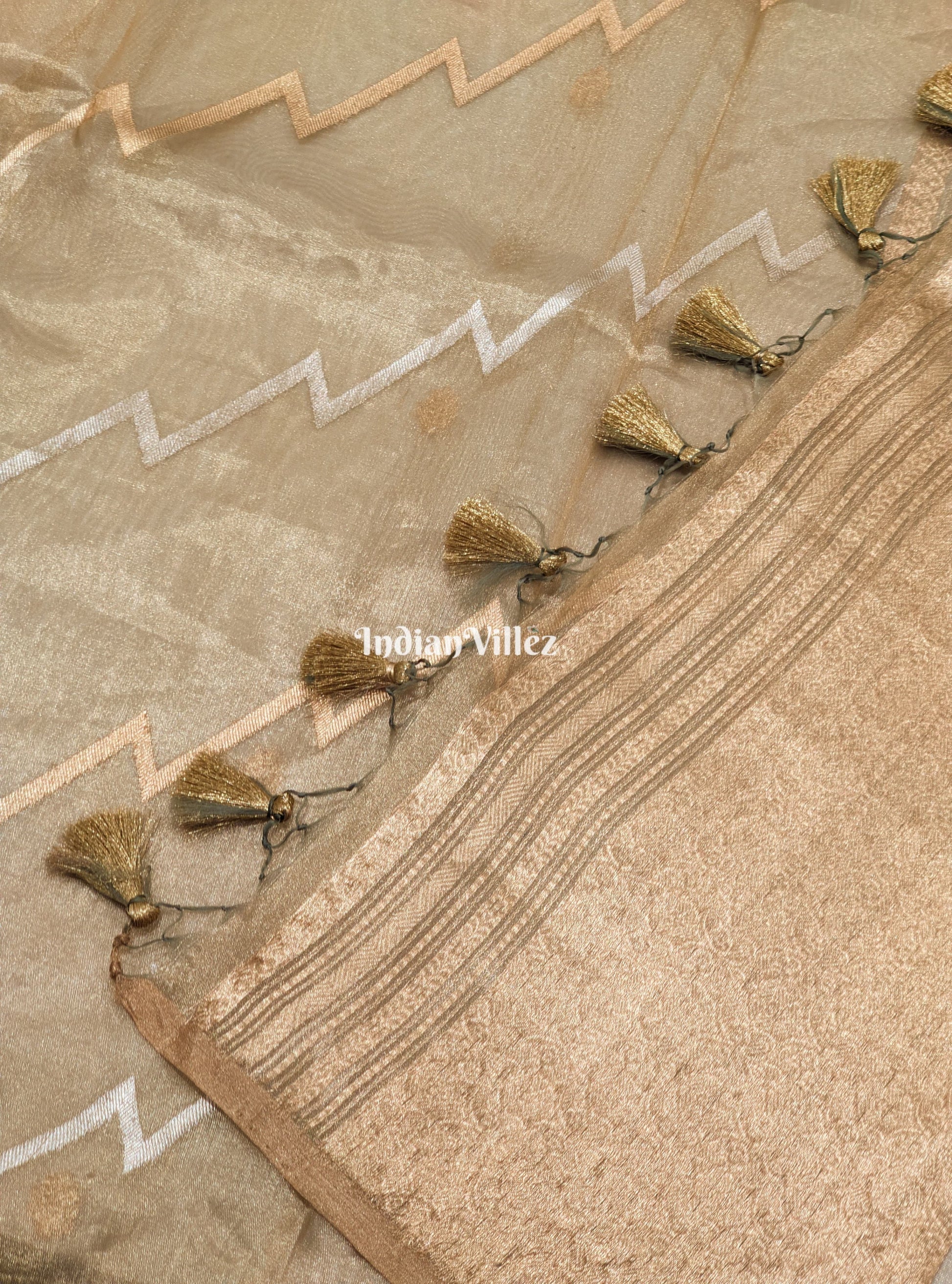 Golden Dual Tone Zari Woven Banarasi Tissue Saree