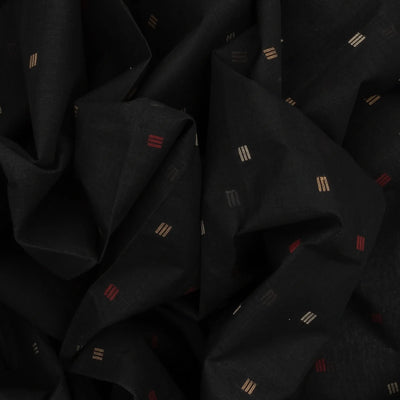 Black Handloom Dhakai Cotton Saree With Floral Motifs