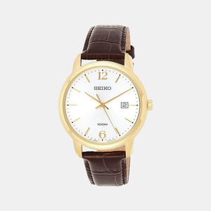 Dress Men Quartz Silver Dial Analog Leather Watch SUR266P1