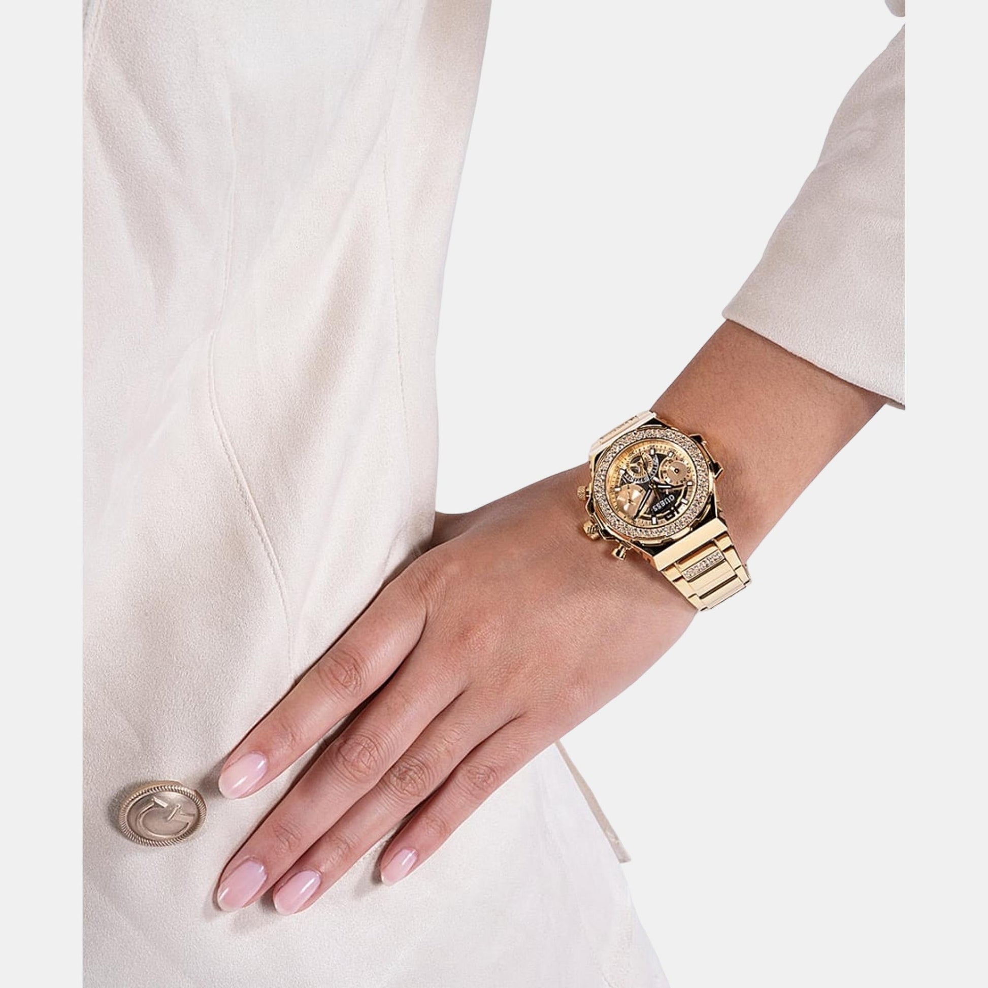 Fusion Women Quartz Gold Dial Chronograph Stainless Steel Watch GW0552L2