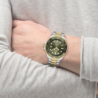 Ace Men Quartz Olive Green Dial Analog Stainless Steel Watch 1514011