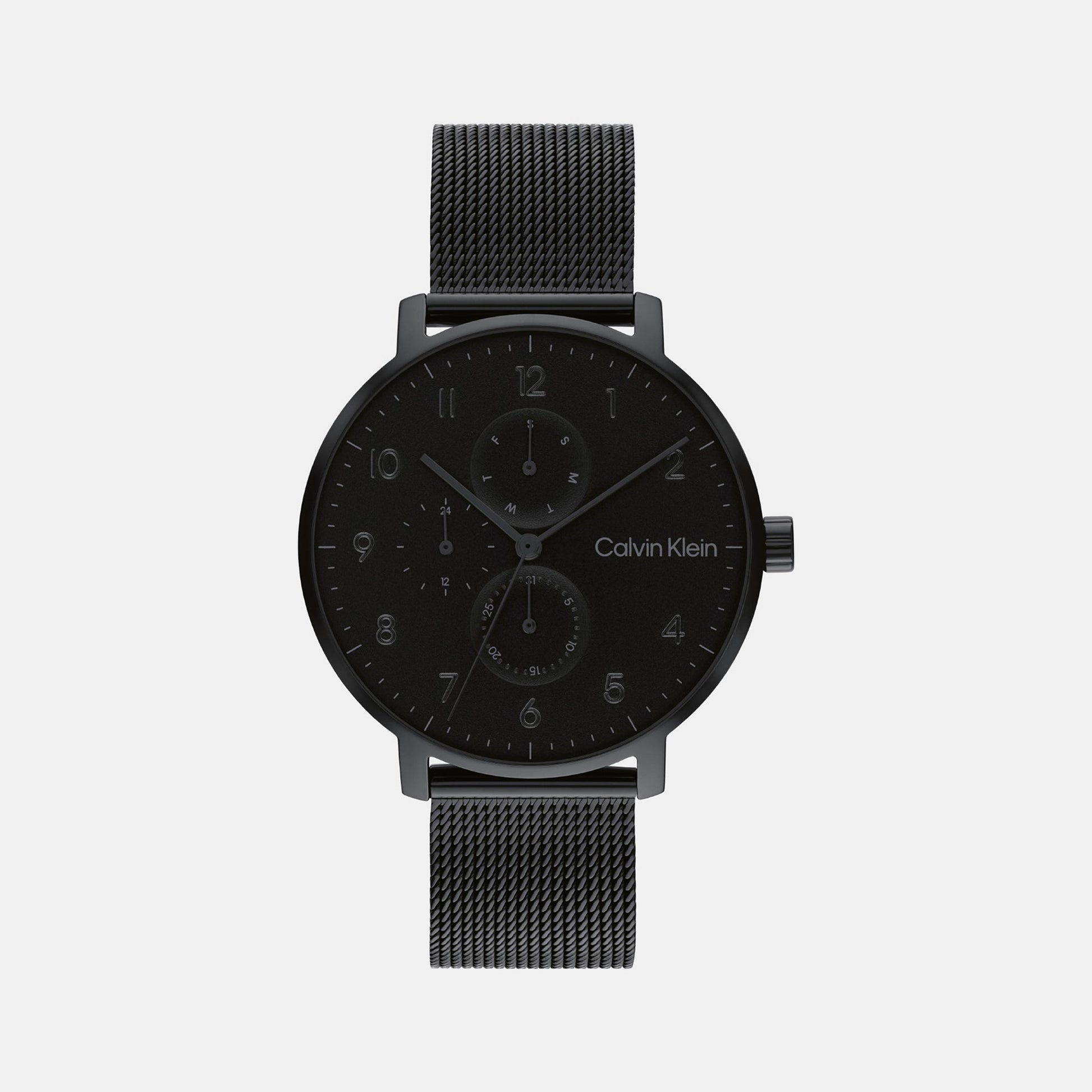 Ck Stun Unisex Quartz Black Dial Analog Mesh Watch 25200401