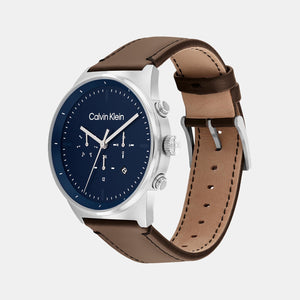 Ck Impressive Men Quartz Blue Dial Chronograph Leather Watch 25200300