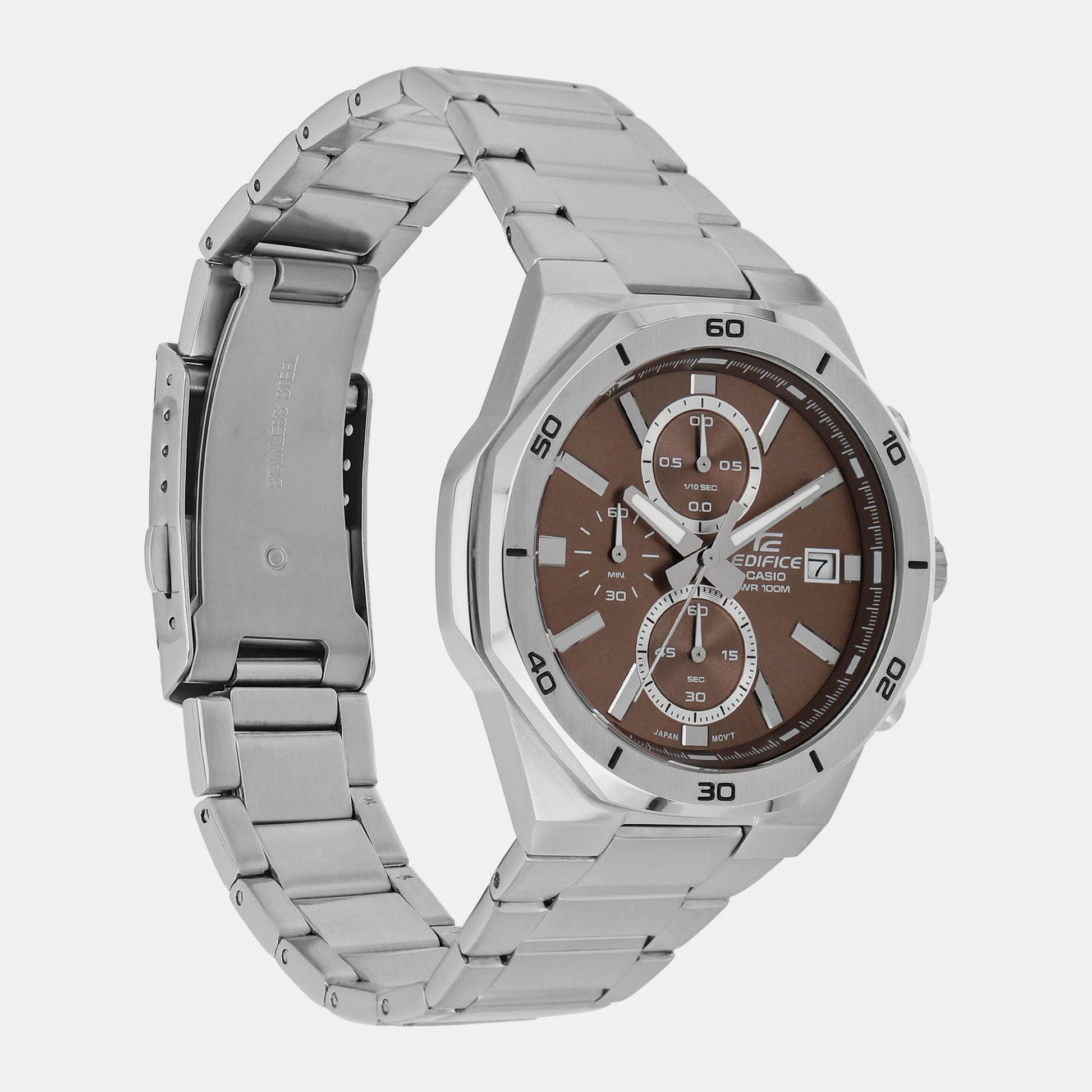Edifice Men Quartz Brown Dial Chronograph Stainless Steel Watch ED585