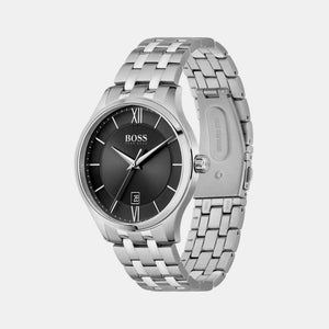 Elite Men Quartz Black Dial Analog Stainless Steel Watch 1513896