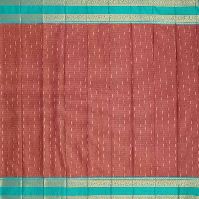 Red striped budget silk saree with contrast zari border & intricate zari design pallu
