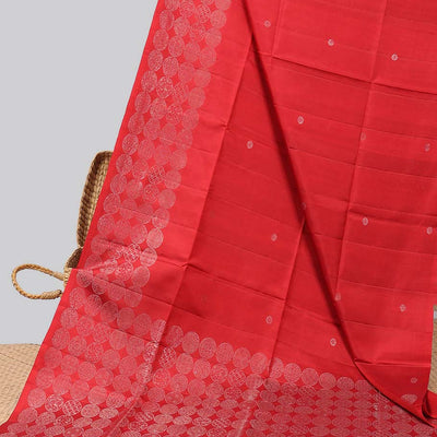Red buttas mayuri soft silk saree with self-border & pallu of intricate zari design