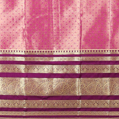 Cream Semi banaras tissue saree with contrast traditional zari border & pallu of intricate design