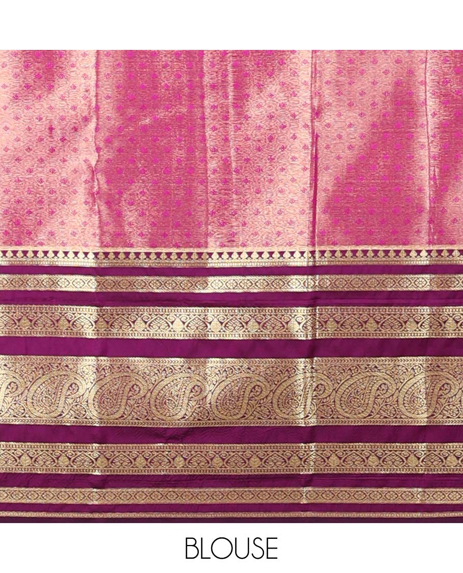 Cream Semi banaras tissue saree with contrast traditional zari border & pallu of intricate design