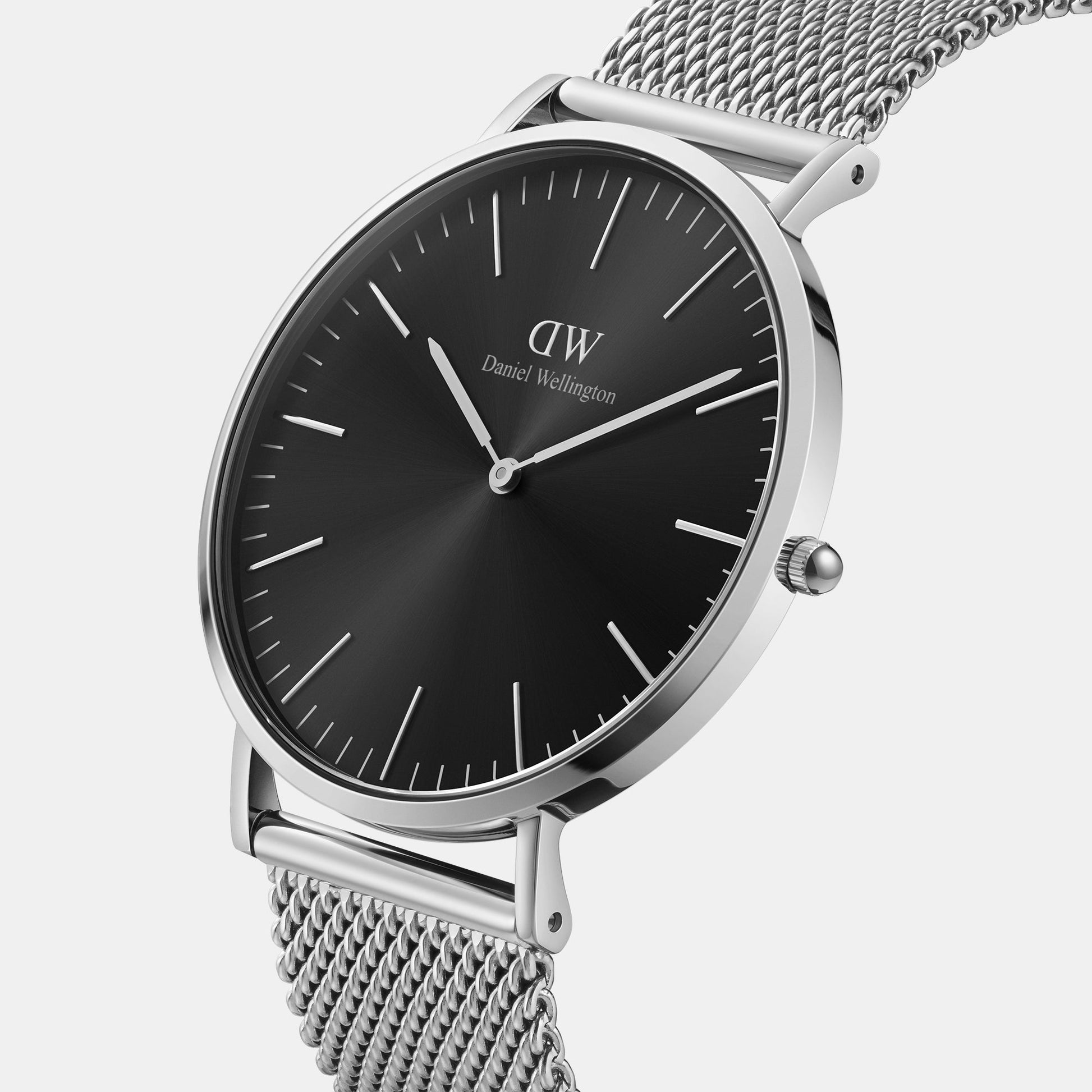 Classic Men Quartz Black Dial Analog Stainless Steel Watch DW00100629K