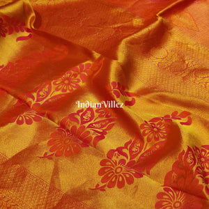 Orange Kanchipuram Silk Saree