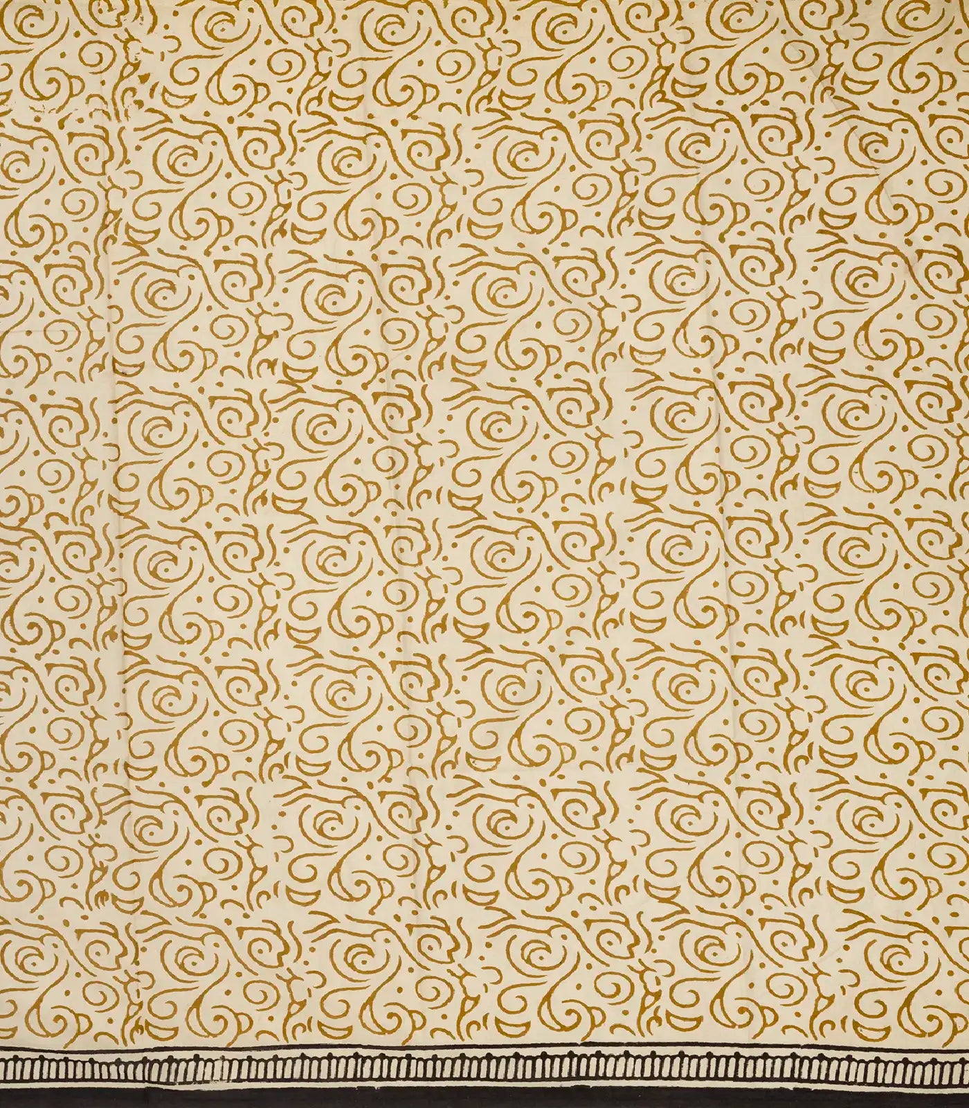 Black Woven Jaipur Cotton Saree With Cream Printed Floral Motifs