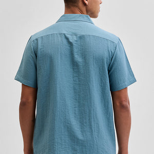 Light Blue Box Fit Linen Blend Shirt