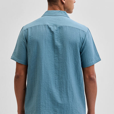 Light Blue Box Fit Linen Blend Shirt