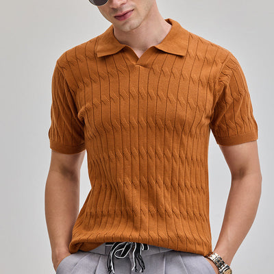 Mustard Knitted Polo T-Shirt
