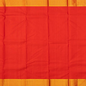 Red Handloom Kanchipuram Silk Saree With Zari Checks