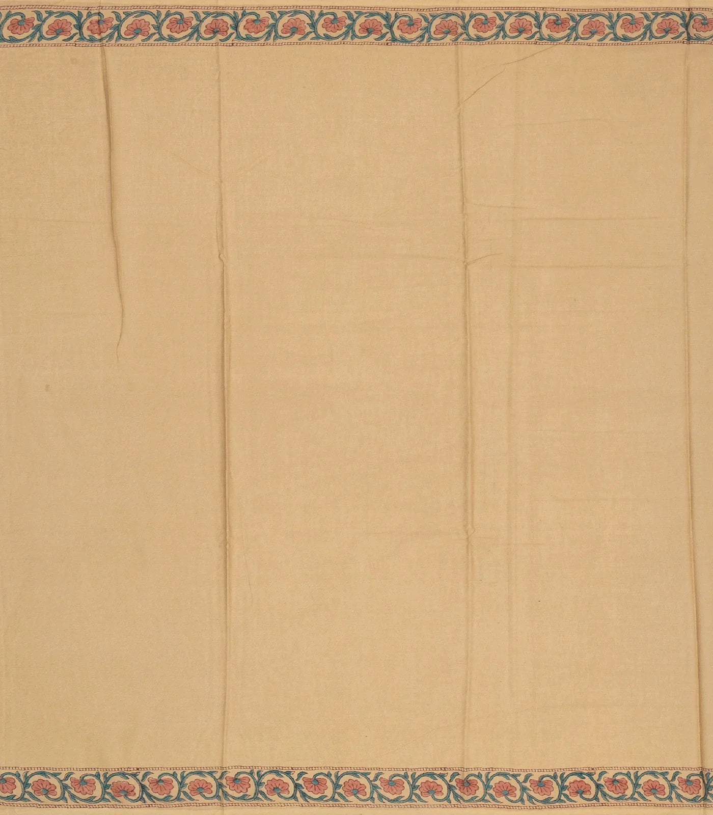 Beige Woven Jaipur Cotton Saree With Brown Printed Floral Motifs