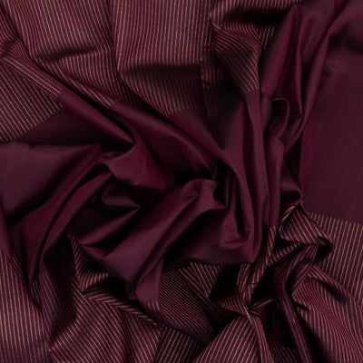Maroon Handloom Kanchipuram Silk Saree With Stripes