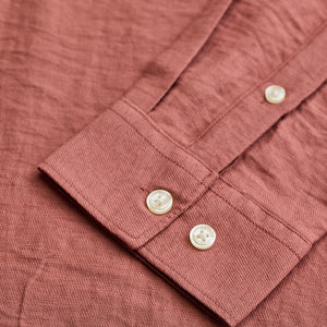 Coral Mandarin Linen Blend Shirt
