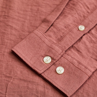 Coral Mandarin Linen Blend Shirt