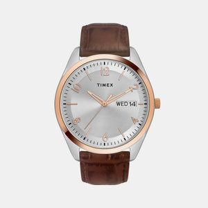 Classics Men Quartz Silver Dial Analog Leather Watch TWTG10401
