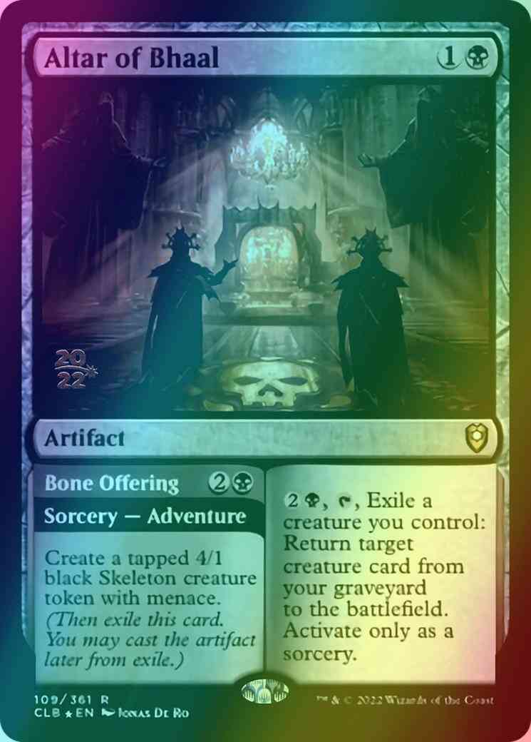 Altar of Bhaal // Bone Offering [109s] [Prerelease] [Commander Legends: Battle for Baldur's Gate: Promos] [Foil]