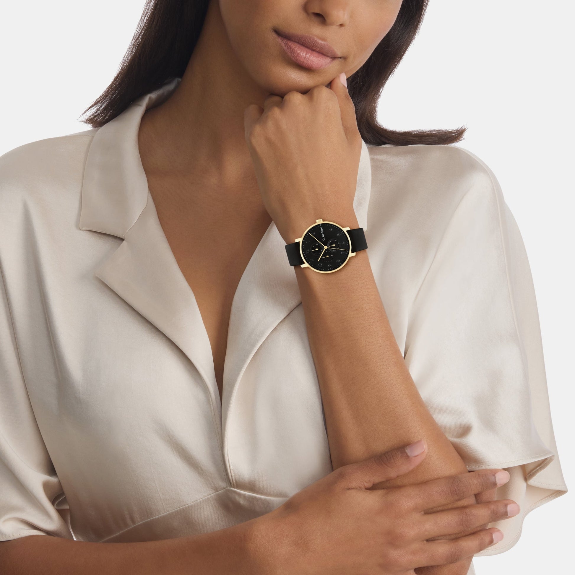 Ck Stun Unisex Quartz Black Dial Analog Leather Watch 25200404