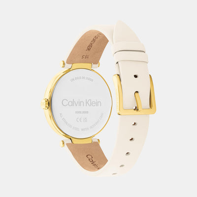 Ck Sensation Women Quartz Silver Dial Analog Leather Watch 25200254