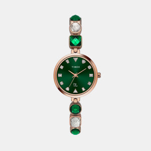 Fria Women Quartz Green Dial Analog Brass Watch TWEL17301
