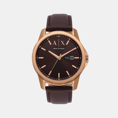 Banks Men Quartz Brown Dial Analog Leather Watch AX1740