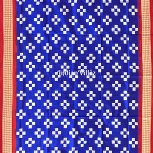 Blue Red Pasapali Theme Pure Sambalpuri Silk Dupatta