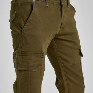 Olive Slim Fit Cargo Jeans
