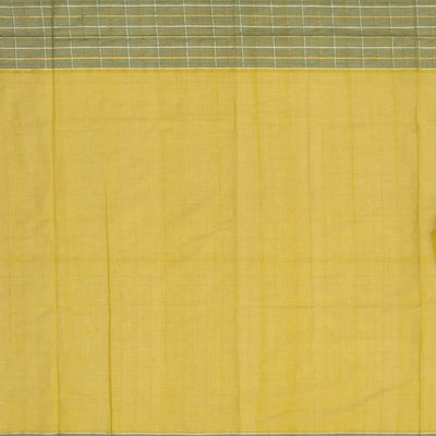 Olive Green Handloom Venkatagiri Cotton Saree With Checked Border