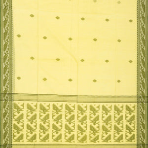 Lemon Yellow Handloom Bengal Cotton Saree With Floral Buttas