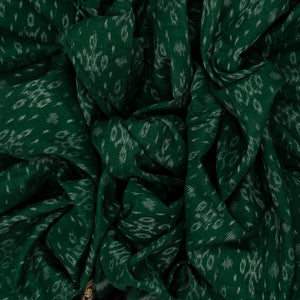 Dark Green Handloom Orissa Cotton Saree With Tie & Dye Floral Motifs