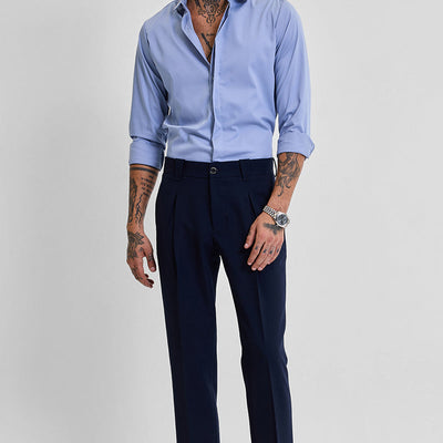 Navy Slim Fit Stretch Trousers