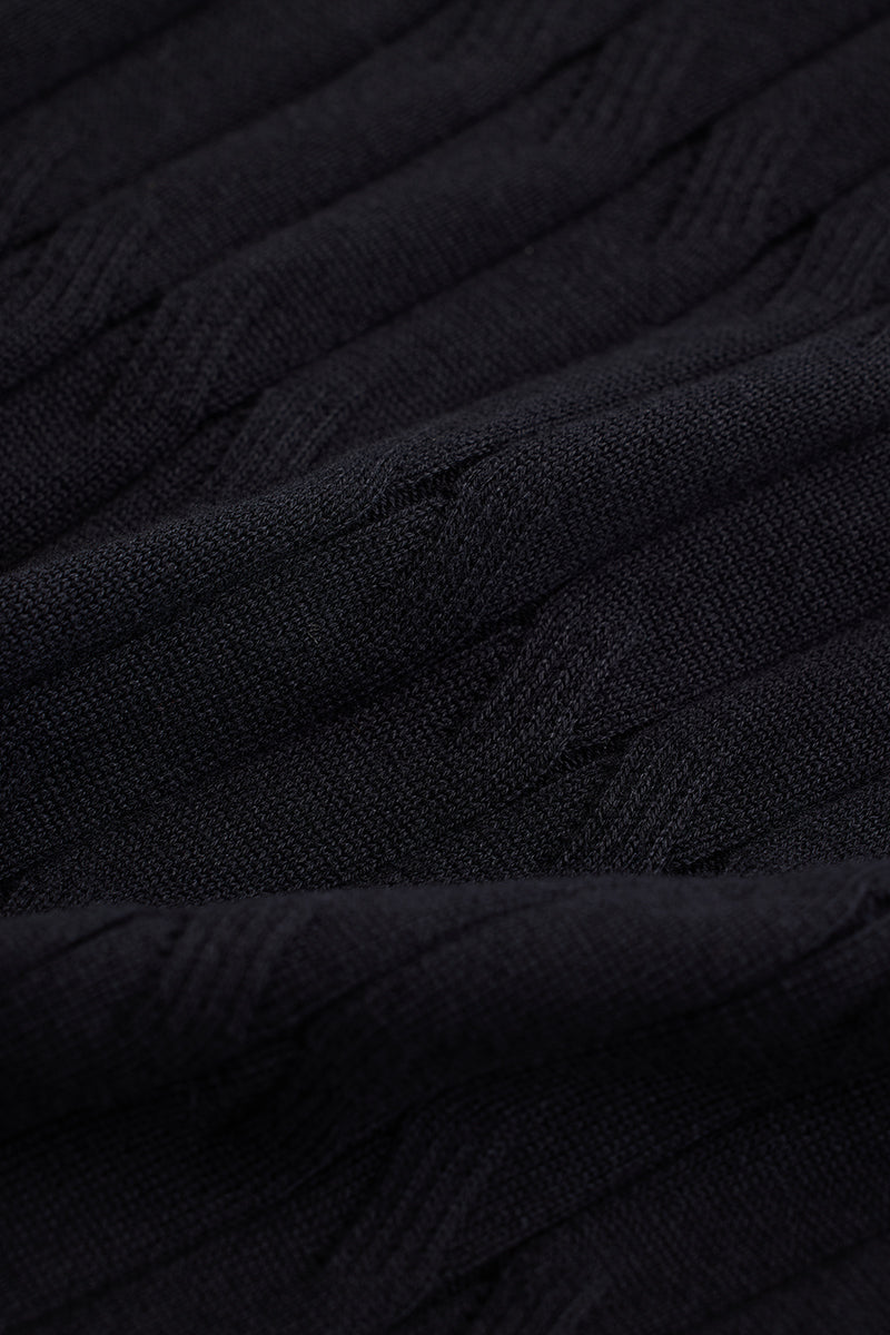 Black Knitted Polo T-Shirt