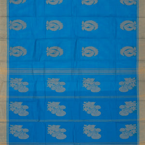 Light Blue Handloom Rasipuram Cotton Saree With Mango Buttas