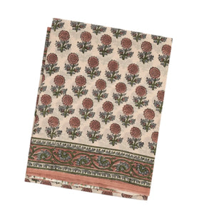 Taupe Woven Jaipur Cotton Saree With Brown Printed Floral Motifs
