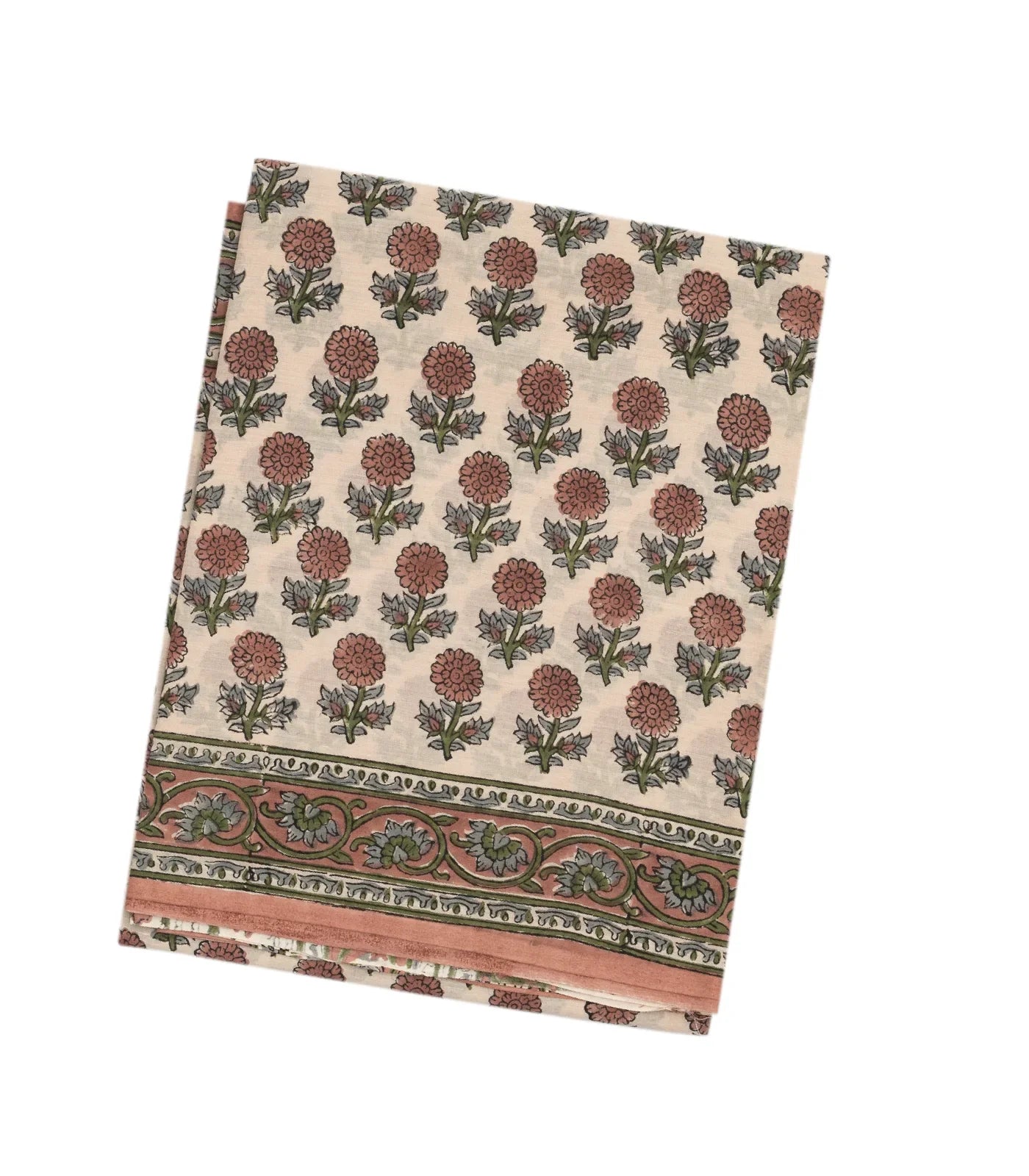 Taupe Woven Jaipur Cotton Saree With Brown Printed Floral Motifs