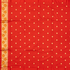 Yellow Handloom Plain Banarasi Silk Saree With Red Border