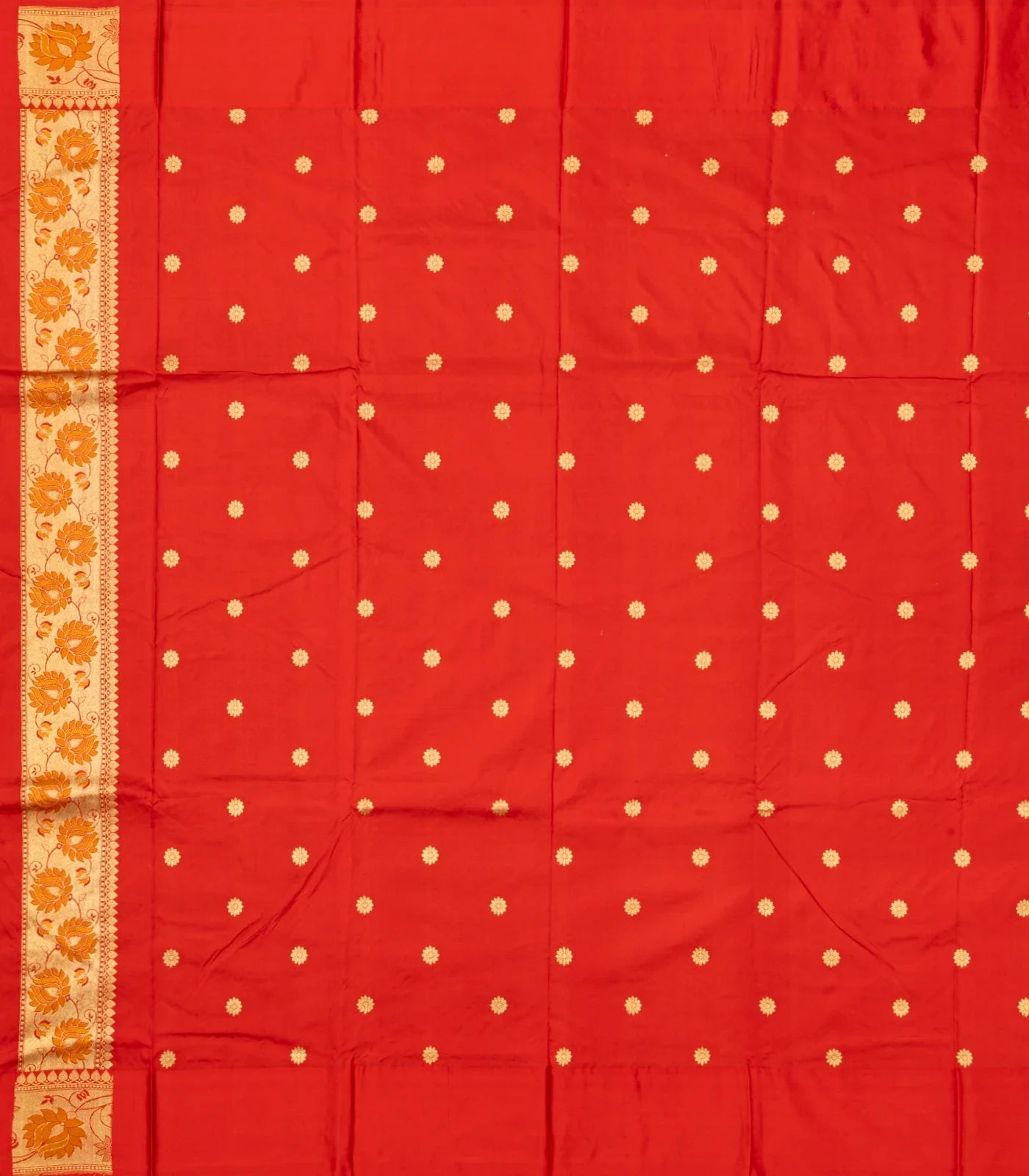 Yellow Handloom Plain Banarasi Silk Saree With Red Border