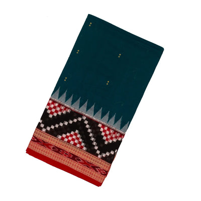 Navy Blue Handloom Orissa Cotton Saree With Tie & Dye Pallu