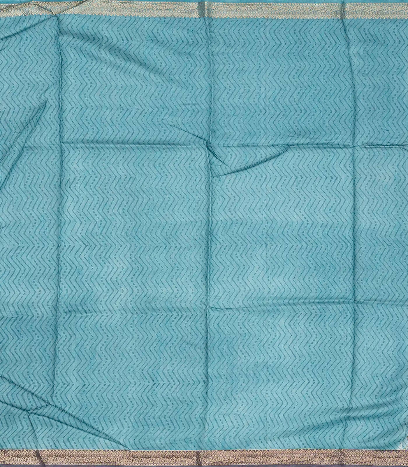 Light Blue Handloom Tussar Silk Saree Printed With Triangle Motifs