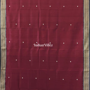 Maroon Single Flower Motif Siminoi Silk Saree